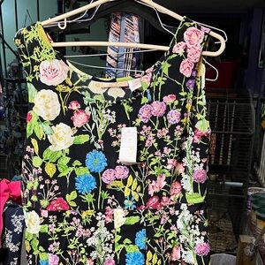 Floral Asymmetrical Dress - Black Multicolor